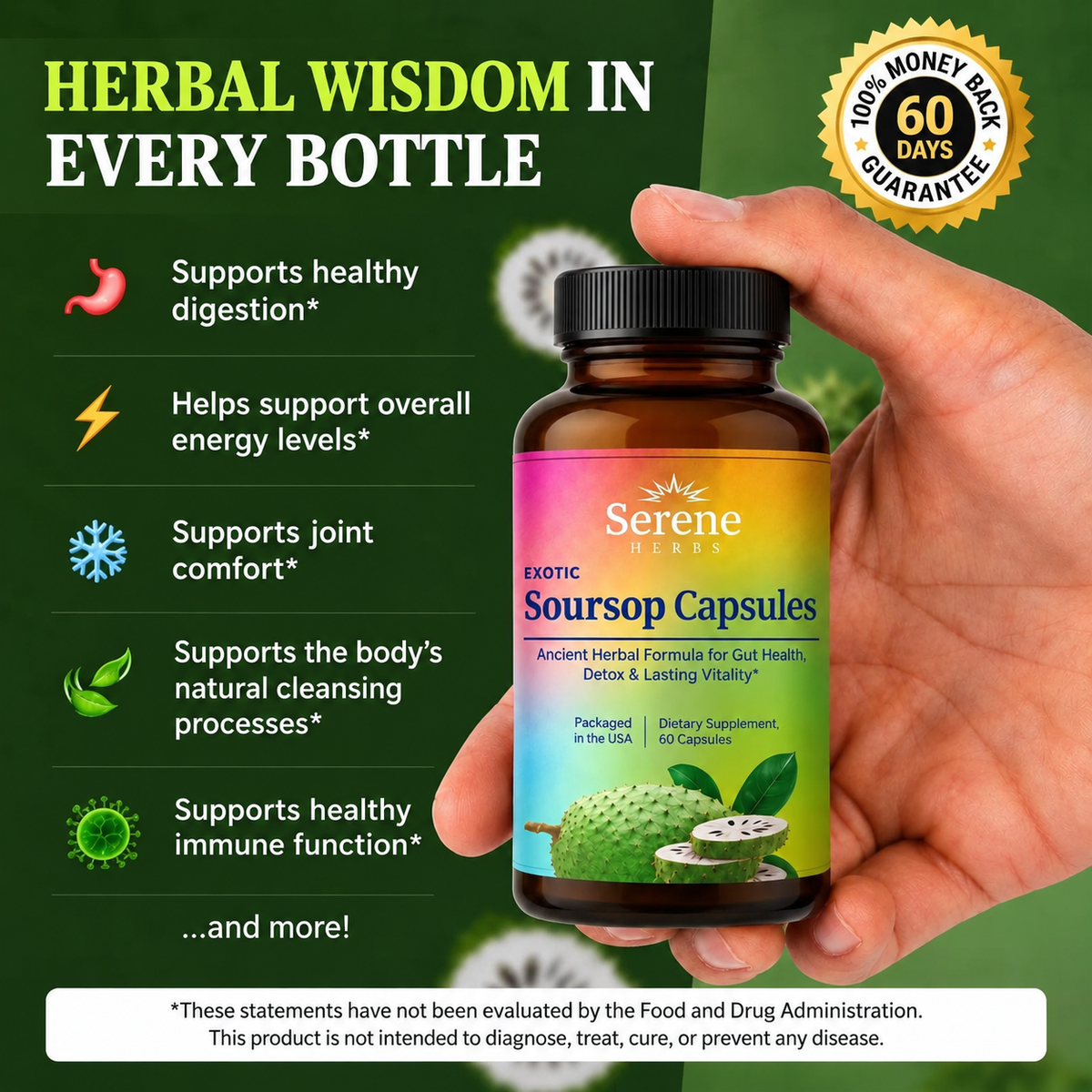 Cápsulas de guanábana: Mezcla holística diaria