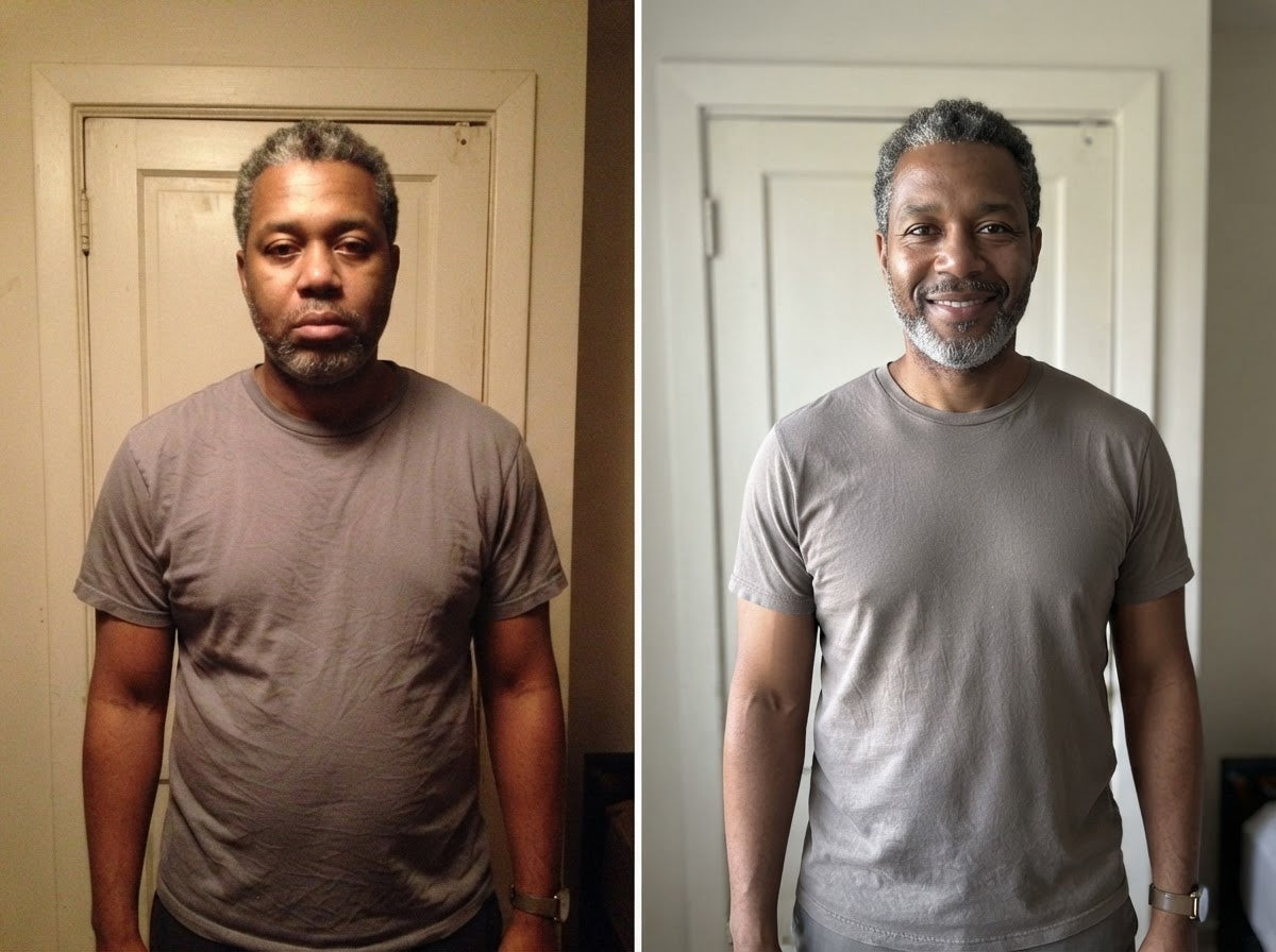 Customer before and after