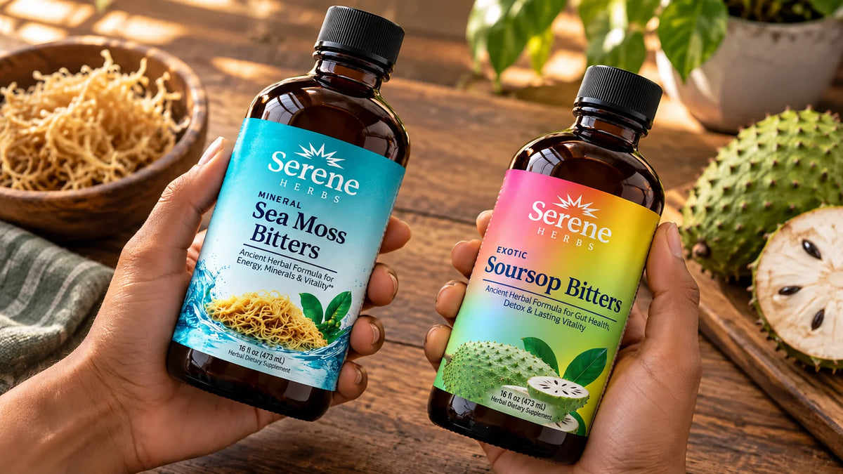 Four-stage timeline: Soursop → both bottles → Sea Moss