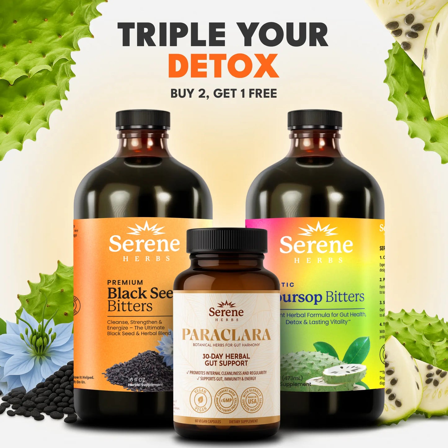 Soursop Bitters, Black Seed Bitters & Parasite Cleanser Bundle