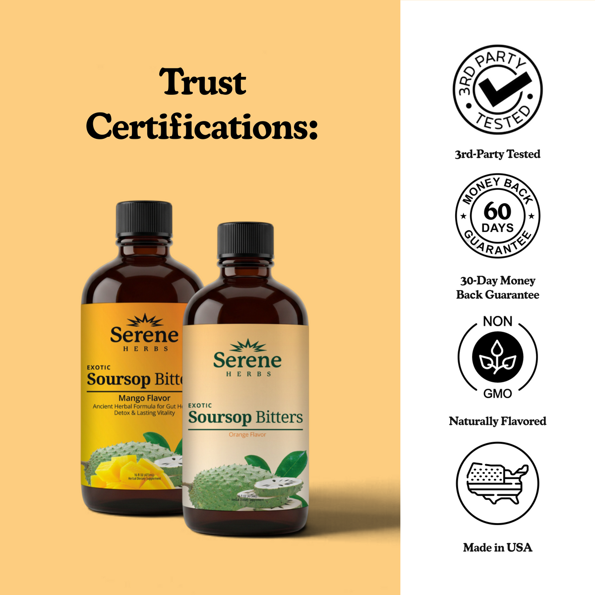 Trust Certifications: 3rd Party Lab Tested · Naturally Flavored · Made in the USA · 60-Day Guarantee