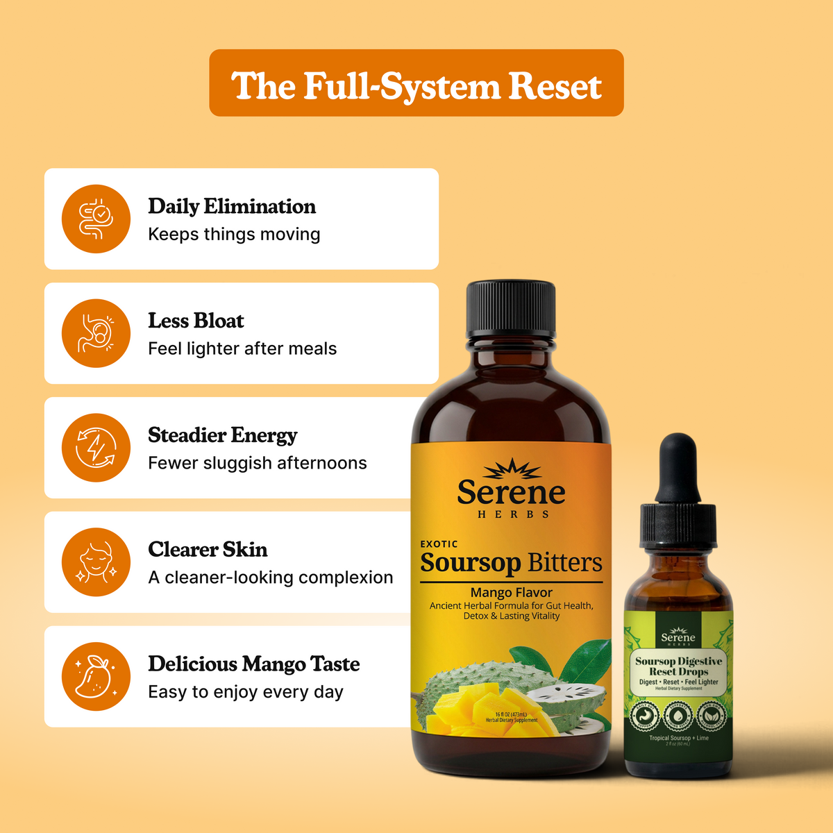 Ingredients Highlight · Soursop Leaf · Senna · Tamarind · NEW Naturally Flavored With Delicious Tropical Mango